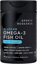 Omega-3 Triple Strength Sports Research | 1040 mg Omega-3 | 120 Softgels (4 Meses)