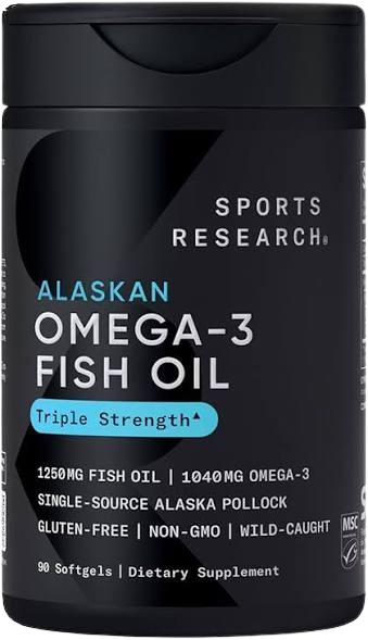 Omega-3 Triple Strength Sports Research | 1040 mg Omega-3 | 120 Softgels (4 Meses)