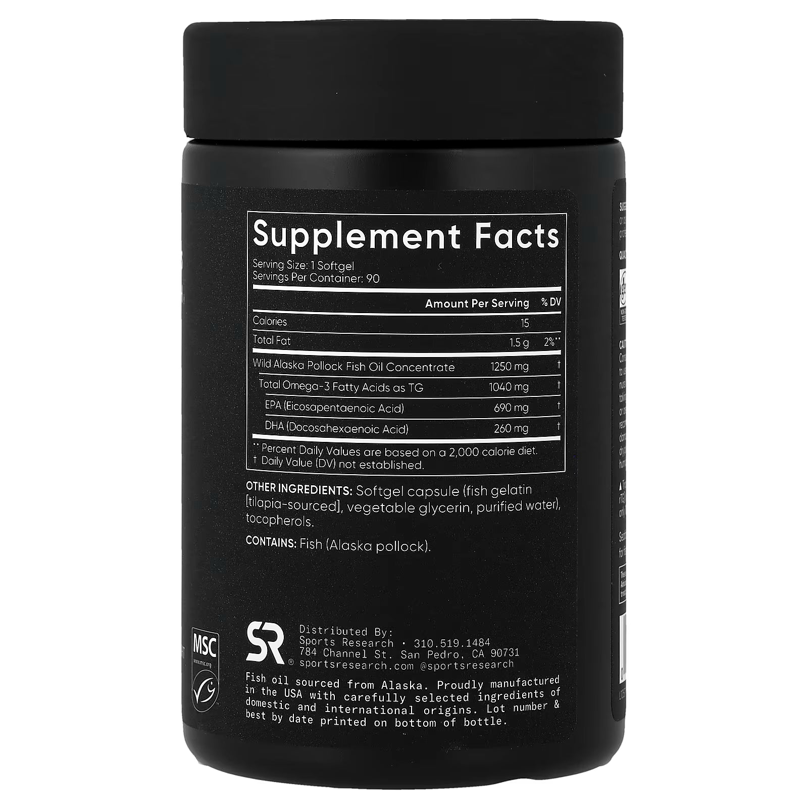 Omega-3 Triple Strength Sports Research | 1040 mg Omega-3 | 120 Softgels (4 Meses)