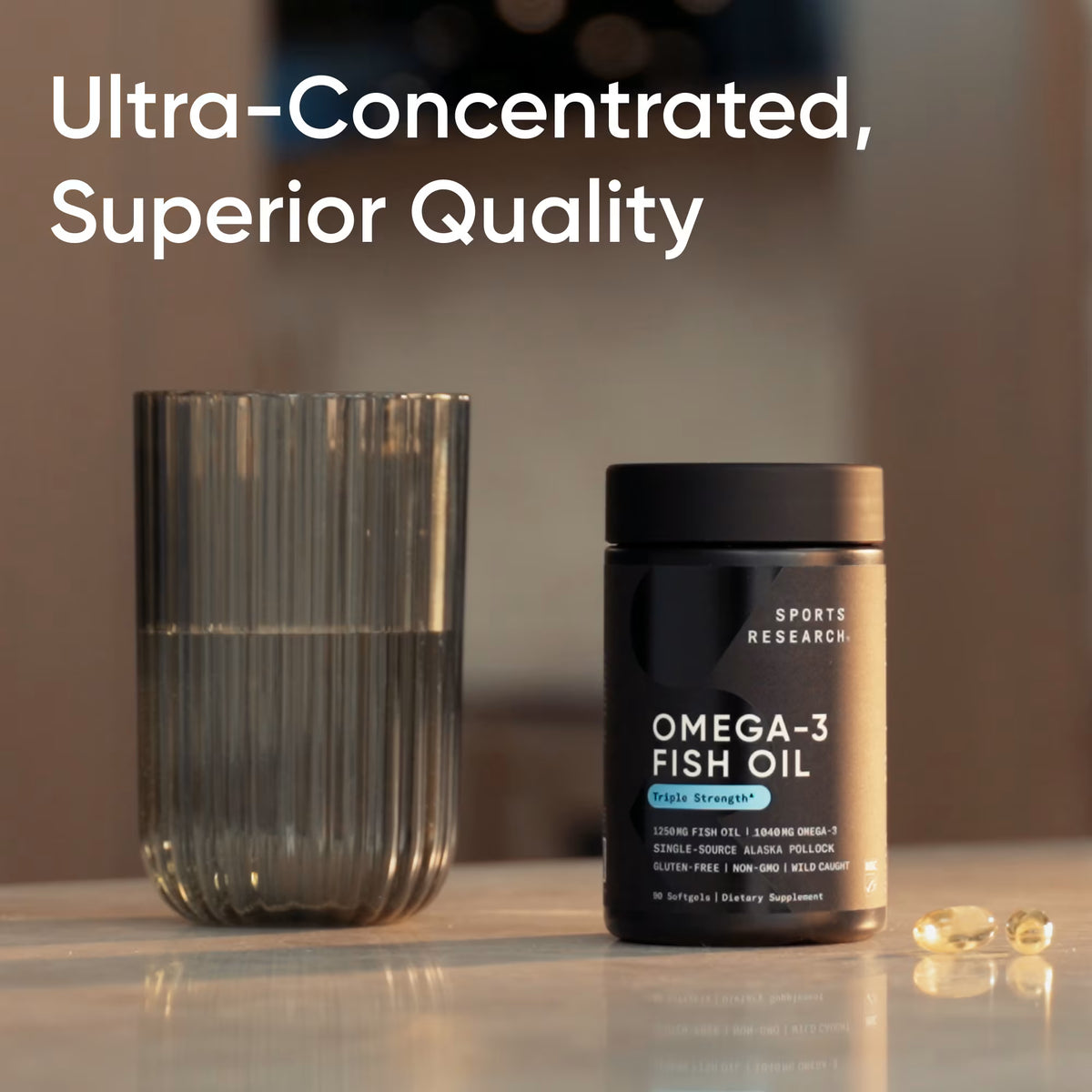 Omega-3 Triple Strength Sports Research | 1040 mg Omega-3 | 120 Softgels (4 Meses)
