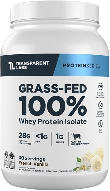Proteína Whey Isolate Grass-Fed Transparent Labs 30 Porciones – Vainilla Francesa