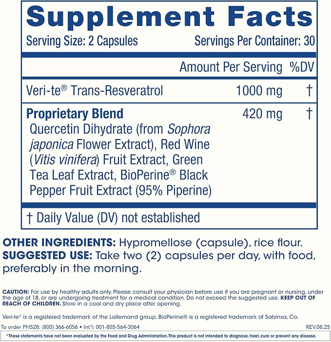 Trans-Resveratrol ProHealth | 1000 mg | 60 Cápsulas