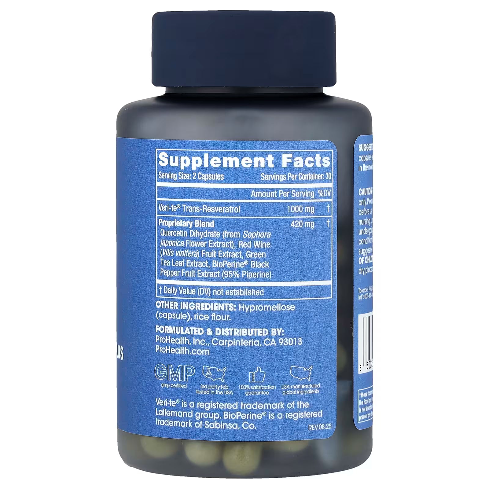 Trans-Resveratrol ProHealth | 1000 mg | 60 Cápsulas