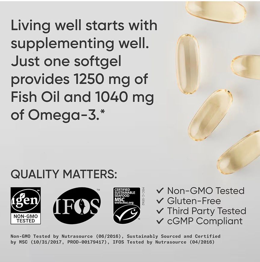 Omega-3 Triple Strength Sports Research | 1040 mg Omega-3 | 120 Softgels (4 Meses)