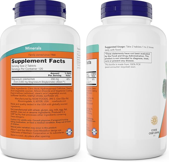 Magnesio Glicinato – NOW Foods | 240 Tabletas
