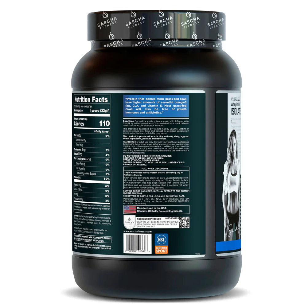 Proteína Whey Isolate Hidrolizada Sascha Fitness – Vainilla