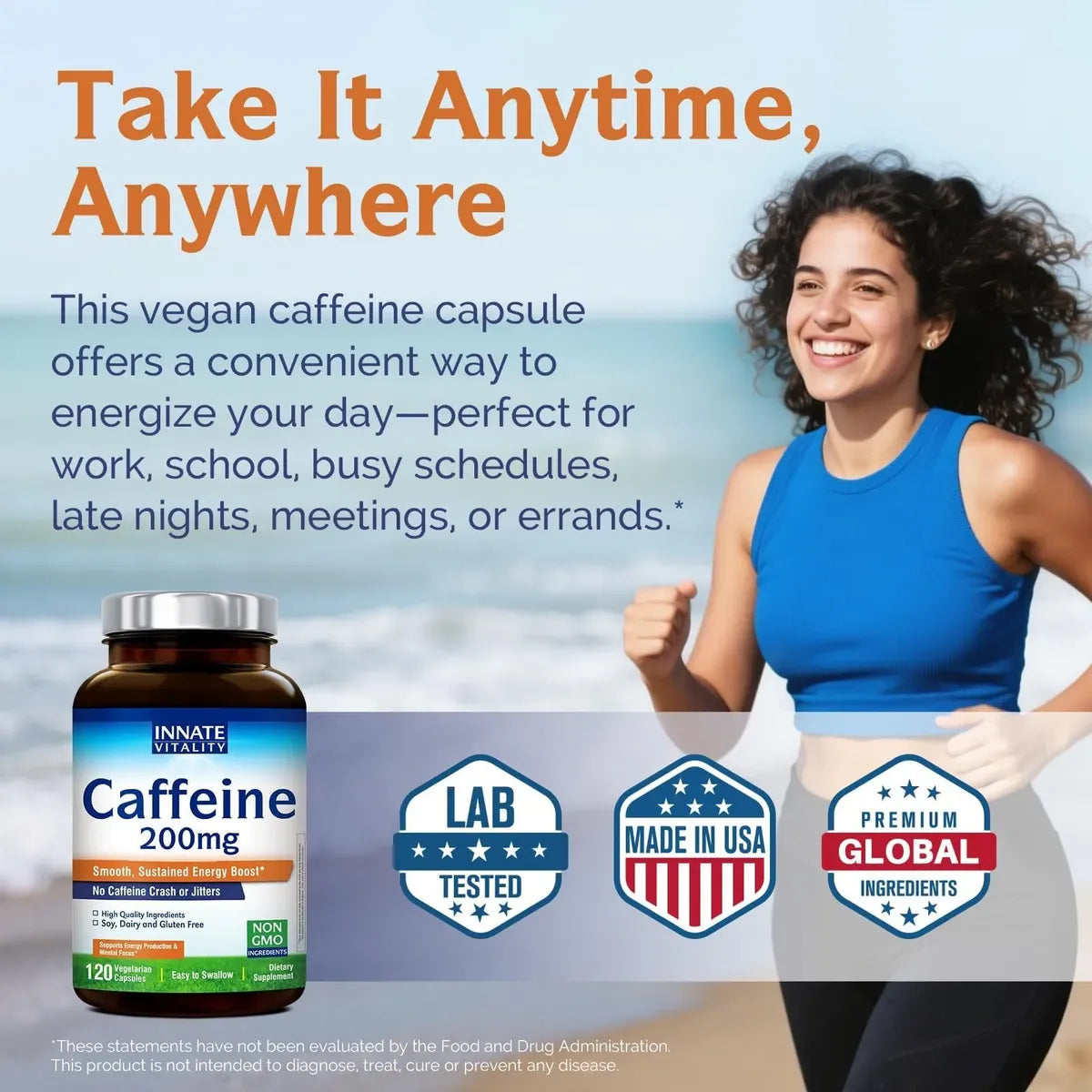 Cafeína Anhidra Innate Vitality | 200 mg | 120 Cápsulas