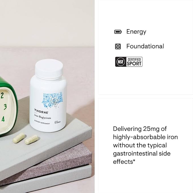 Hierro Bisglicinato Thorne | 25 mg | 60 Cápsulas