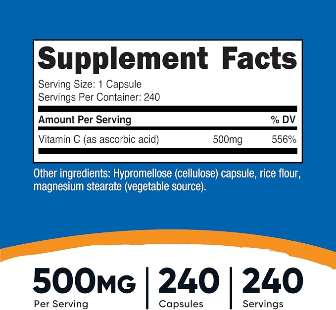 Vitamina C Nutricost 500 mg | 240 Cápsulas
