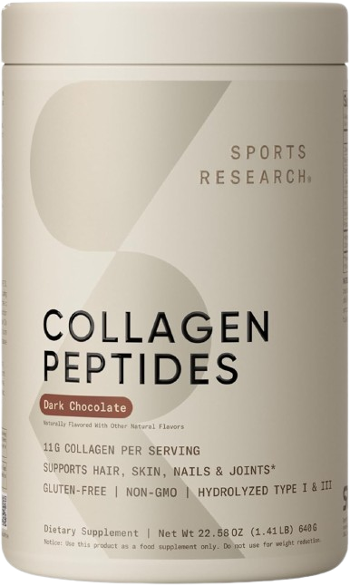 Colágeno Hidrolizado Sports Research Chocolate Negro | 640 g | 40 Porciones