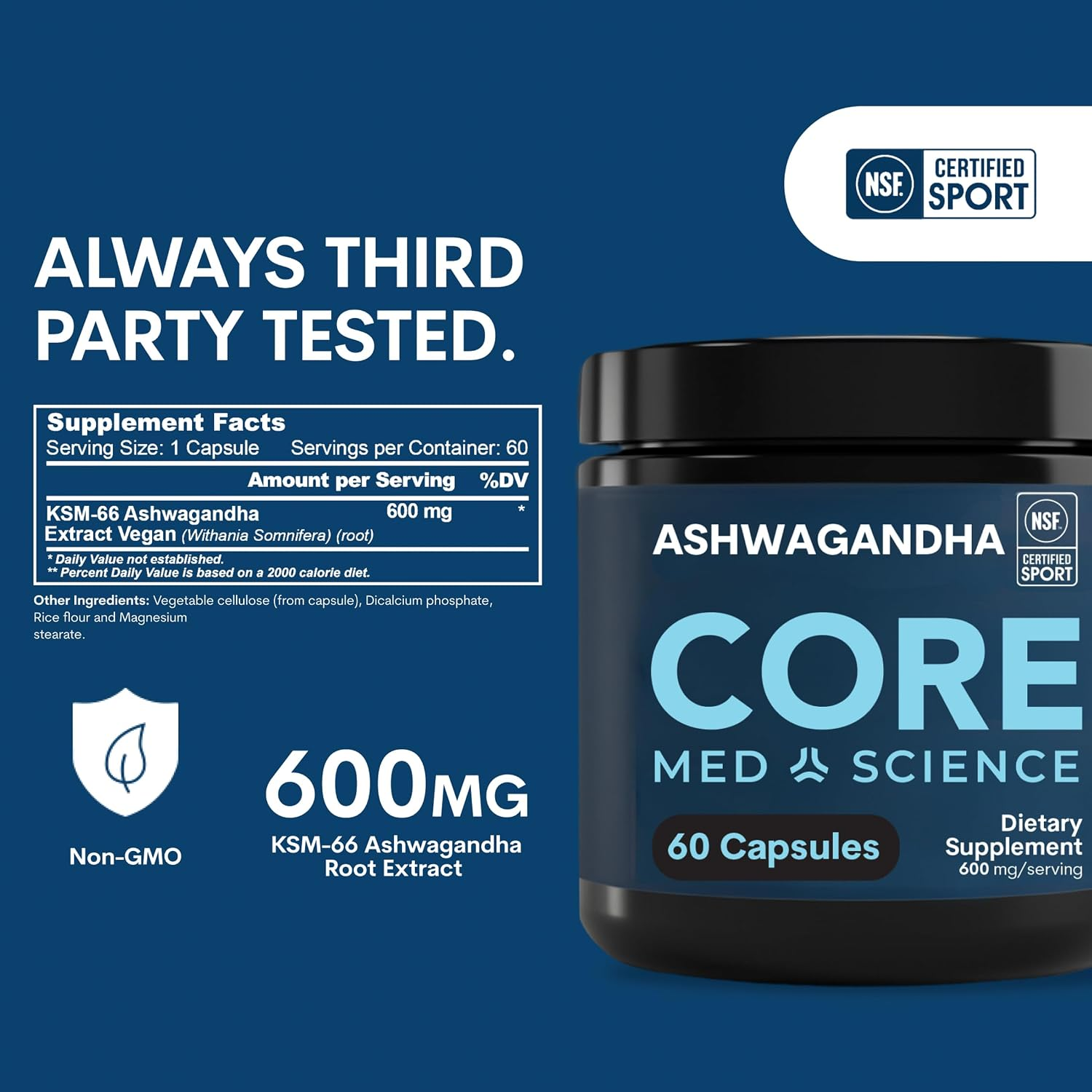 Core Med Science KSM-66 Ashwagandha – 600 mg, 60 Cápsulas