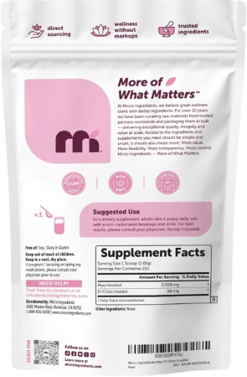 Micro Ingredients Myo-Inositol + D-Chiro Inositol 40:1 – 221 Porciones