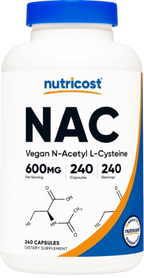 Nutricost NAC 600 mg – N-Acetil L-Cisteína, 240 Cápsulas Vegetarianas