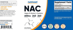 Nutricost NAC 600 mg – N-Acetil L-Cisteína, 240 Cápsulas Vegetarianas