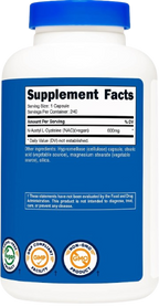 Nutricost NAC 600 mg – N-Acetil L-Cisteína, 240 Cápsulas Vegetarianas