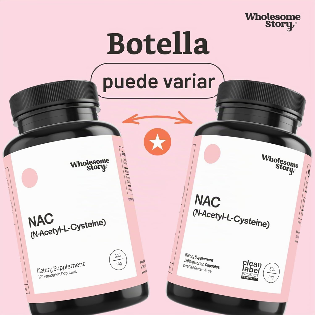 Wholesome Story NAC 600 mg – N-Acetil L-Cisteína, 120 Cápsulas Veganas
