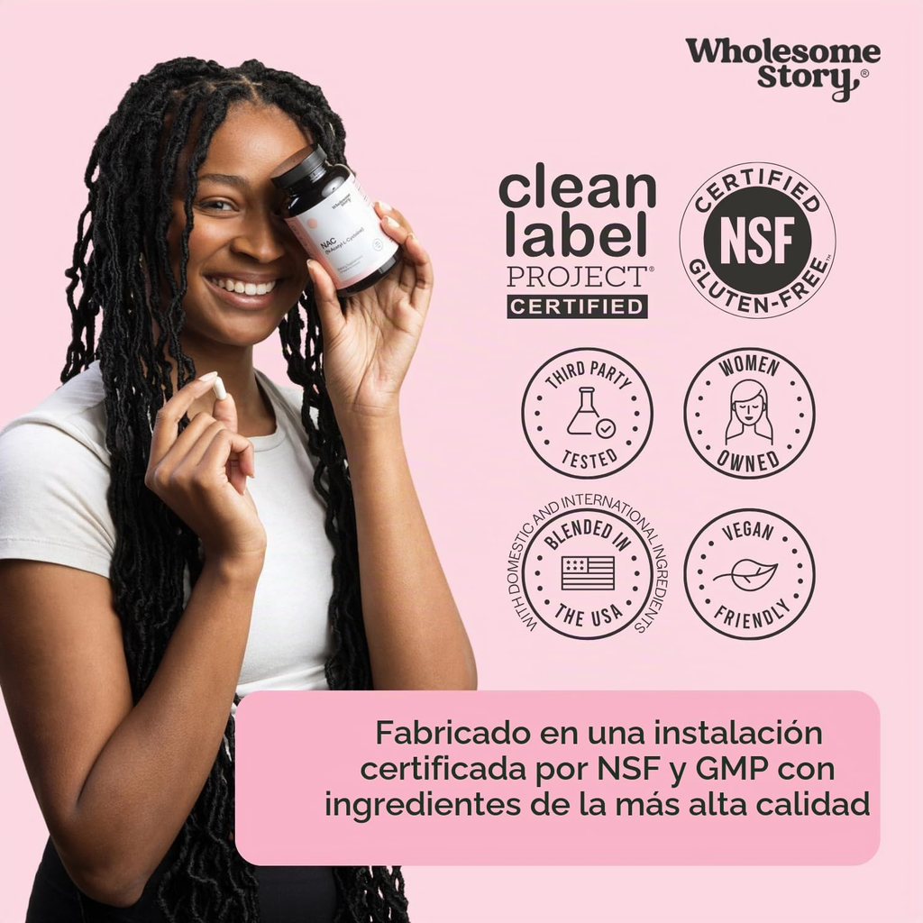 Wholesome Story NAC 600 mg – N-Acetil L-Cisteína, 120 Cápsulas Veganas