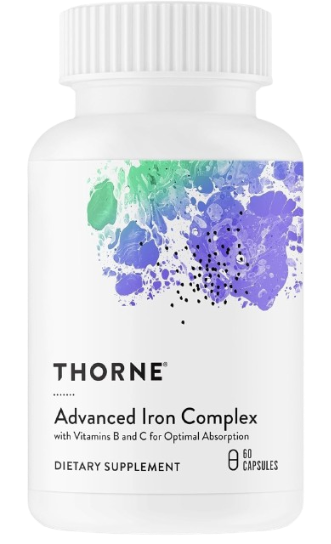 Thorne Advanced Iron Complex – 36 mg de Hierro, Vitaminas B y C, 60 Cápsulas