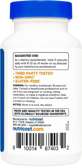 Nutricost Cúrcuma + Boswellia 2000 mg – 90 Cápsulas