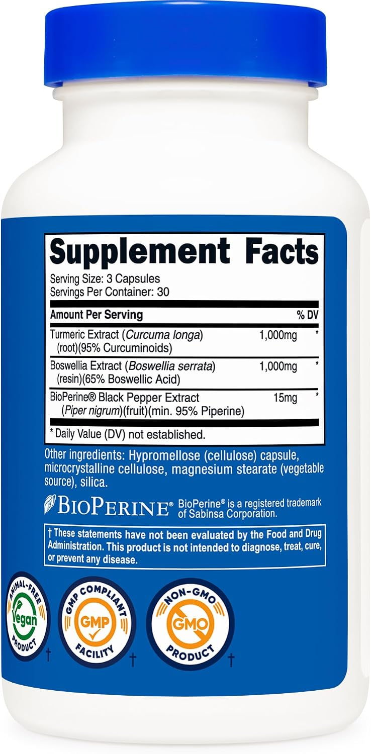 Nutricost Cúrcuma + Boswellia 2000 mg – 90 Cápsulas