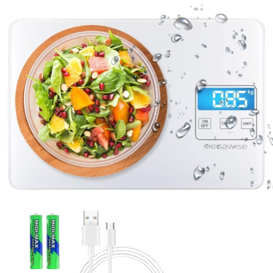 MEGAWISE Báscula Digital de Cocina Recargable – 33 lb, Alta Precisión