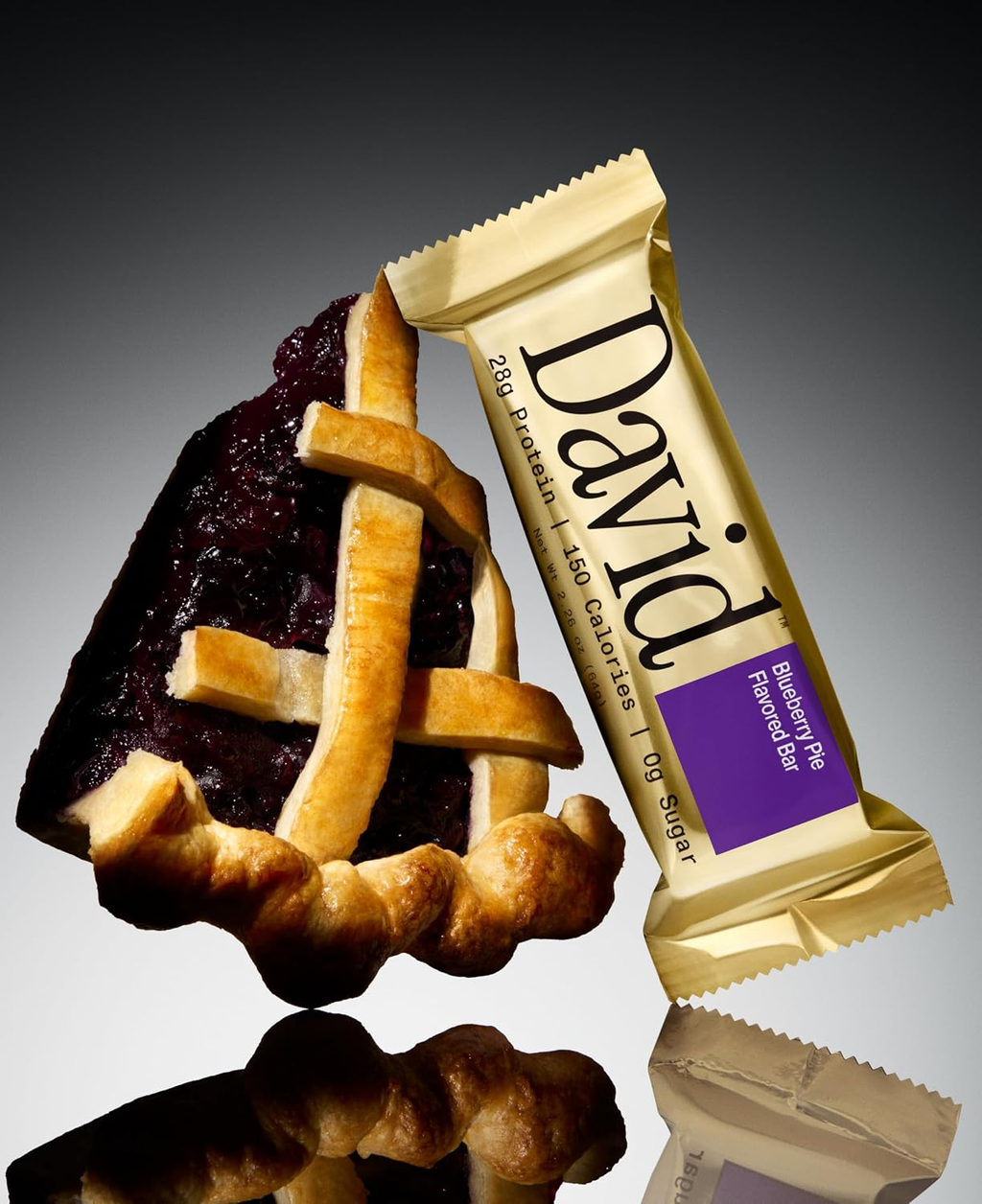David Barras de Proteína 28 g – Sin Azúcar, Sin Gluten | Pastel de Arándanos | 12 Unidades