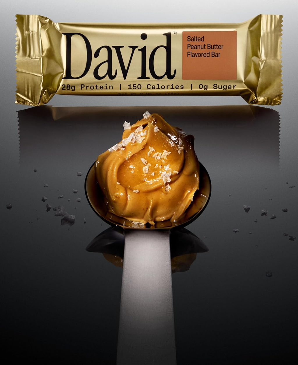 David Barras de Proteína 28 g – Sin Azúcar, Sin Gluten | Mantequilla de Maní | 12 Unidades
