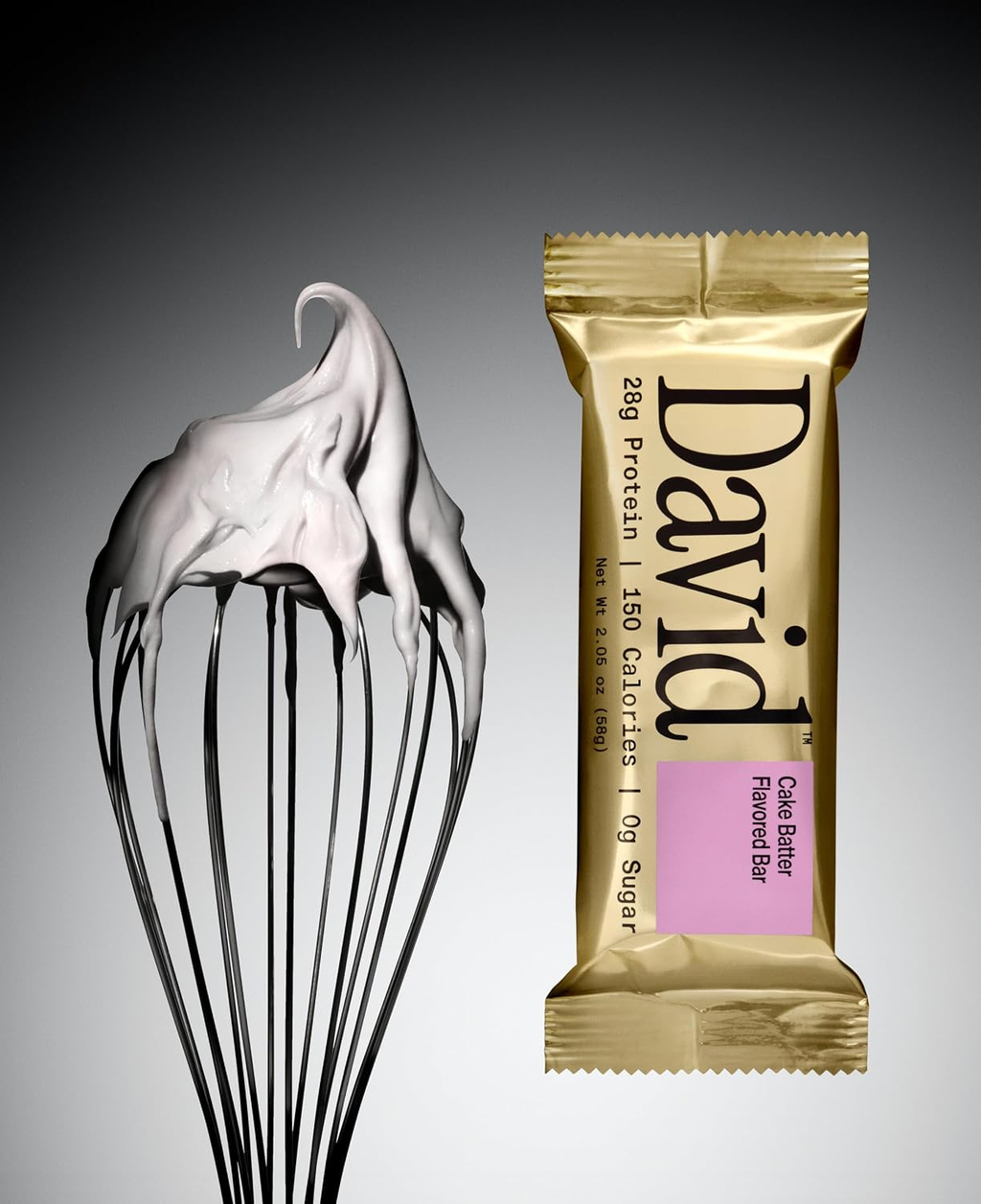 David Barras de Proteína 28 g – Sin Azúcar, Sin Gluten | Masa de Pastel | 12 Unidades