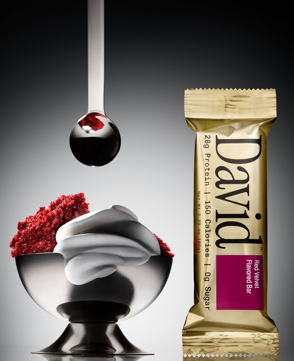 David – Barra de Proteína Sin Azúcar | Red Velvet | 28 g de Proteína | Pack x 12